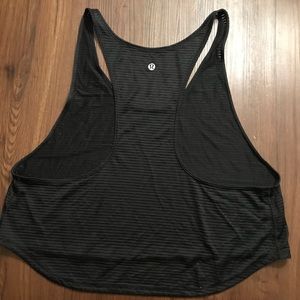 Sheer Black Ribbed Cropped Lululemon Yoga Top